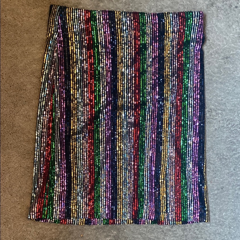 Multicolor Sequin Stripe Pencil Skirt - Women